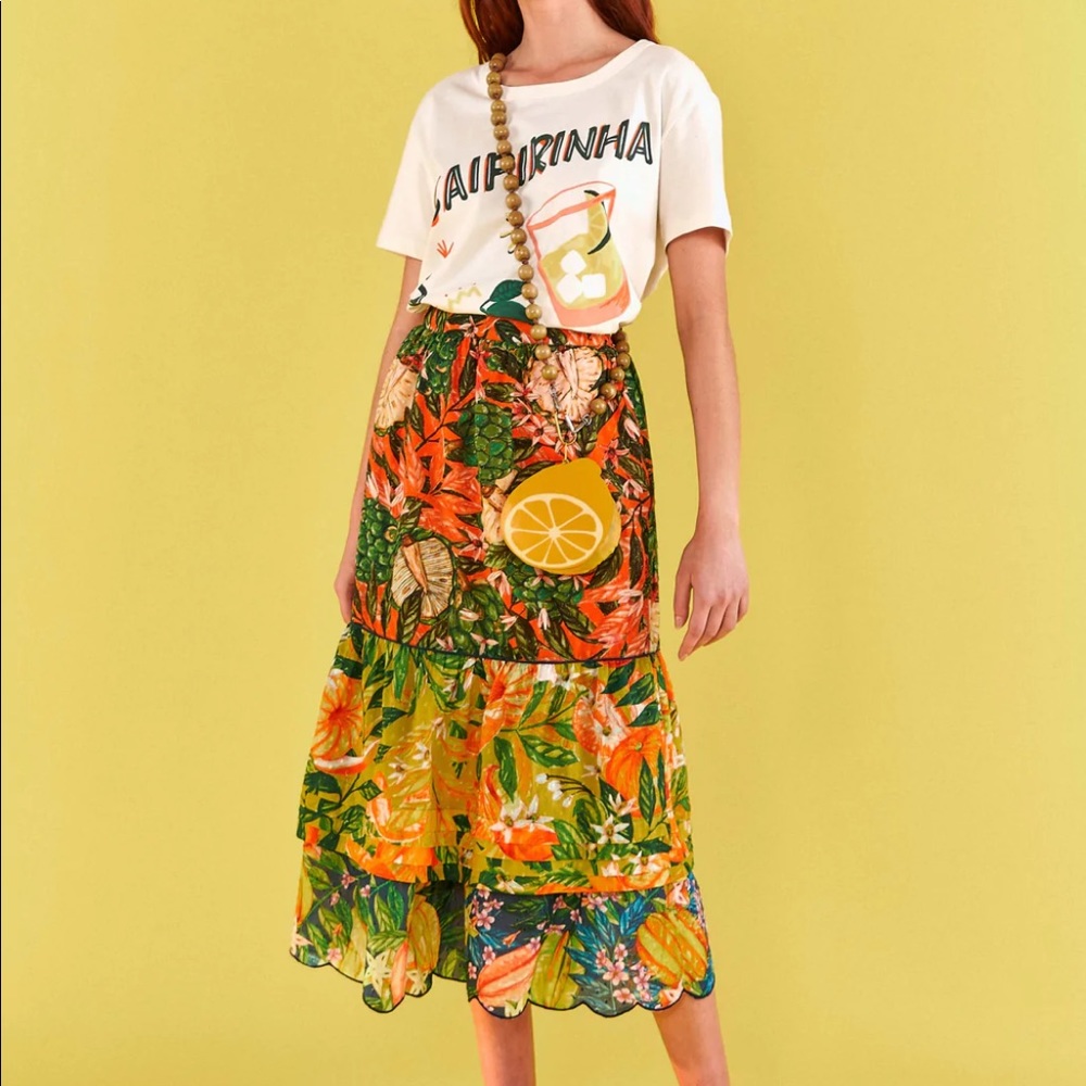 Farm Rio Caipirinha Tiered Midi Skirt